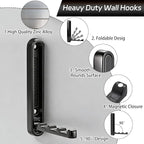 Dntorx 2 Pcs Extended Folding Coat Hooks Wall Mounted, 4.33 in Black Foldable - Image 3