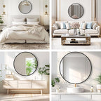 Round Black Mirror, 30 Inch Circle Black Mirror, Metal Frame Round Wall Mounted - Image 5