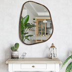 Asymmetrical Accent Mirror for Wall Irregular Oval Wood Frame Modern Unique - Image 4