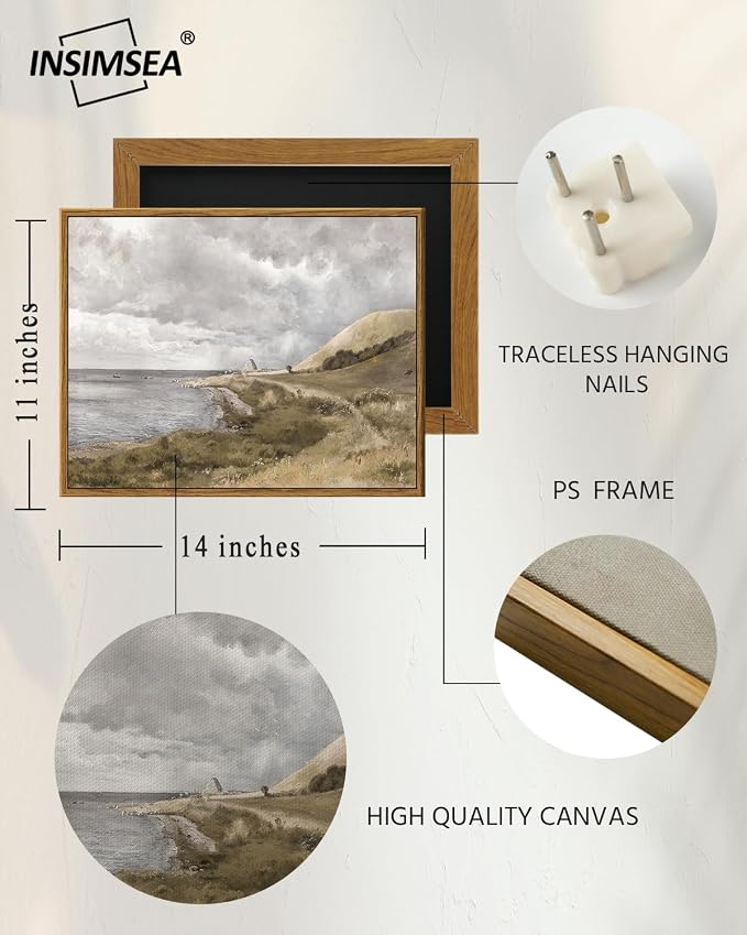 InSimSea Framed Canvas Wall Art Vintage Decor, Coastal Wall Art Seaside - Image 5