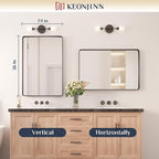 Keonjinn Black Bathroom Mirror for Vanity, Tempered Glass, Anti-Rust - Image 8