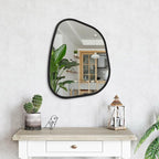 Irregular Wall Mirror Asymmetrical White Mirror Modern Wood Frame Unique Shape - Image 4