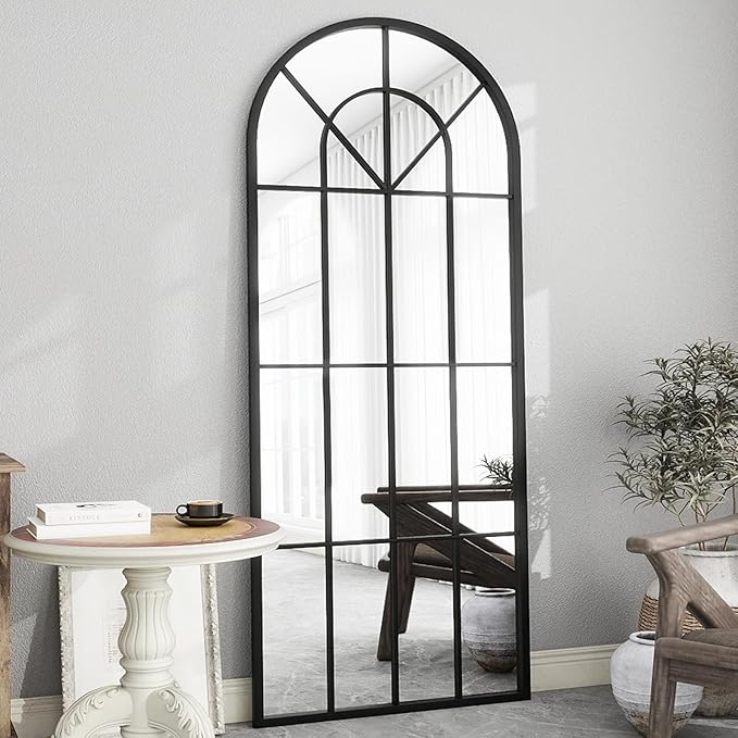 Full Length Mirror, Large Body Arched Wall Mounted Window Pane Mirrors by ZMYCZ