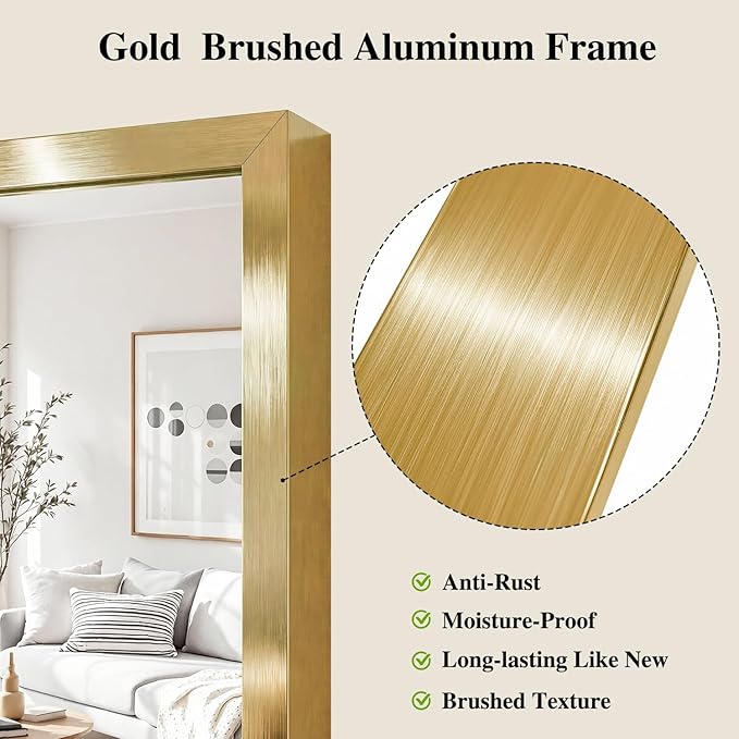 Koonmi Gold Mirrors for Wall, 30x30 Inch Bathroom Mirror, Rectangular Wall - Image 4