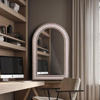 36x24 Inch Boho Beaded Arched Wall Mirror - Image 7