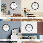 WISKALON 10 inch Silent Non-Ticking Elegant Black Frame Wall Clock, Classic - Image 7