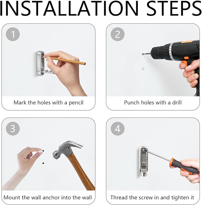 4PCS Foldable Wall Hooks, Heavy Duty Zinc Alloy Folding Wall Hooks, Folding - Image 8