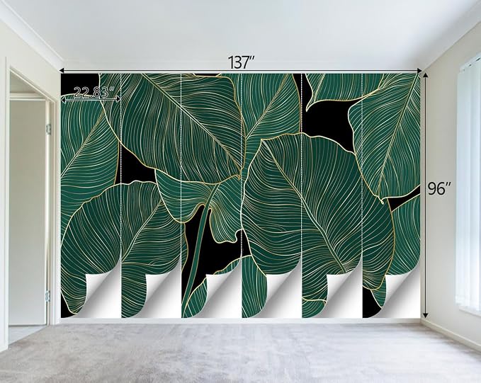 Black and Gold Leaf Mural Bedroom Tropical Green Botanical Wallpaper Room Plant - Image 4