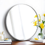 SCWF-GZ 24" Round Mirror Circle Wall Mounted Hanging or Against Wall Aluminum - Image 7