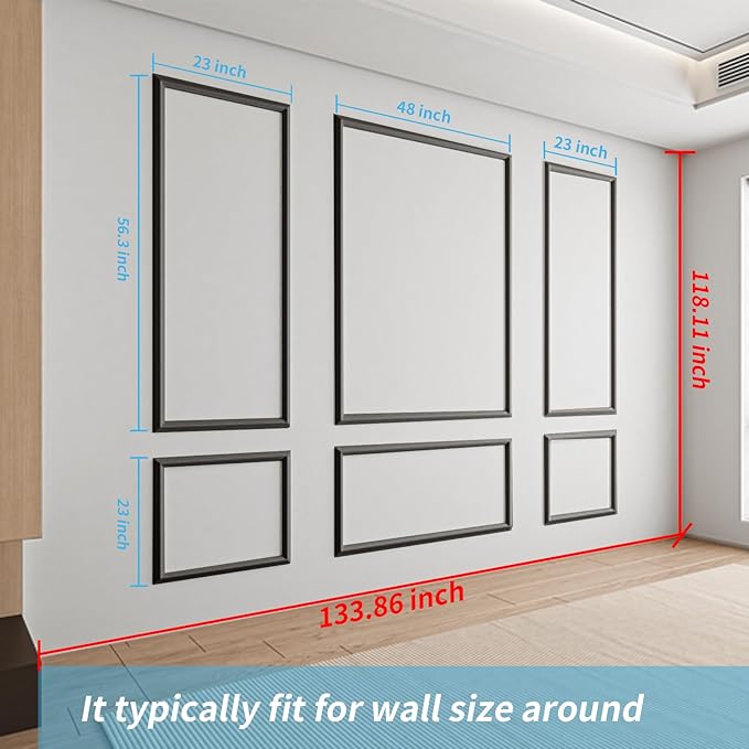 Art3d Pre-Cut Wall Molding Set of 6 pcs, Ready-to-Assemble Wainscoting Panels - Image 4