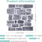 Commomy 3D Faux Stone Wall Panel Peel and Stick Wall Tiles - Image 7