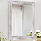 AAZZKANG Mirrors for Wall Rustic Wood Framed Hanging Mirror 28"x20" Decorative by AAZZKANG