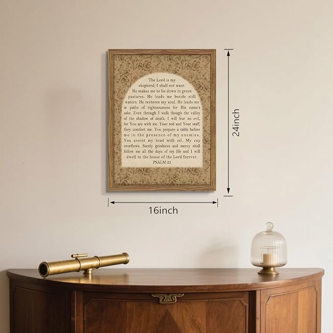 Framed Psalm 23 Wall Art, Christian Bible Verse Canvas Wall Decor, The Lord Is - Image 3