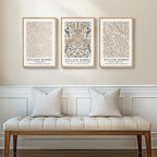Framed Large William Morris Canvas Wall Art Set of 3, Vintage Neutral Botanical - Image 3