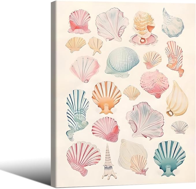 Pink Seashell Posters Coastal Cowgirl Canvas Wall Art Beach House Starfish by Unknown