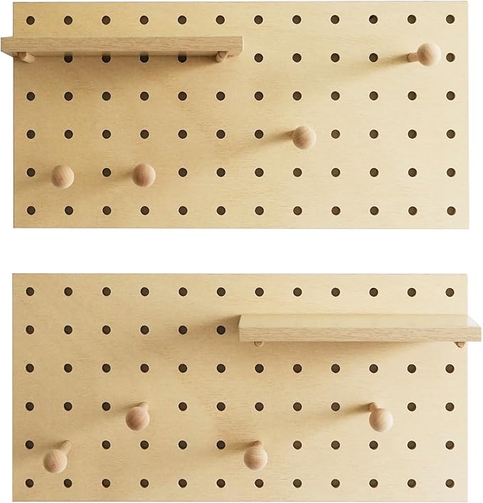 Wooden Pegboard Modular Display Organization Storage Wall Hooks Shelf - Image 4