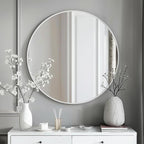 White Round Mirror 16 inch, Bathroom Mirror, Round Wall Mirrors by Mfring