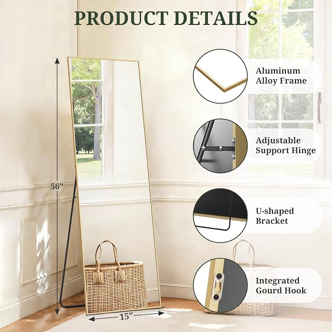 Mirror Full Length 56"x15" Full Body Floor Mirror - Image 4