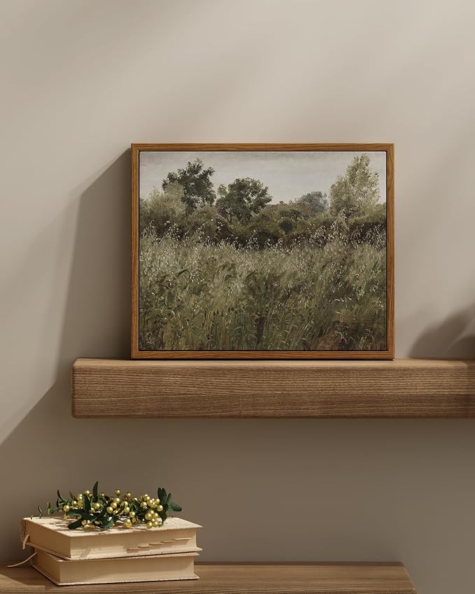 InSimSea Framed Canvas Wall Art Vintage Decor, Painting Wall Decor, Grassland - Image 2