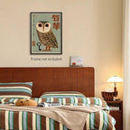 Heltrappe Vintage Japanese Canvas Wall Art Owl Poster Mid Century Animal Print - Image 3
