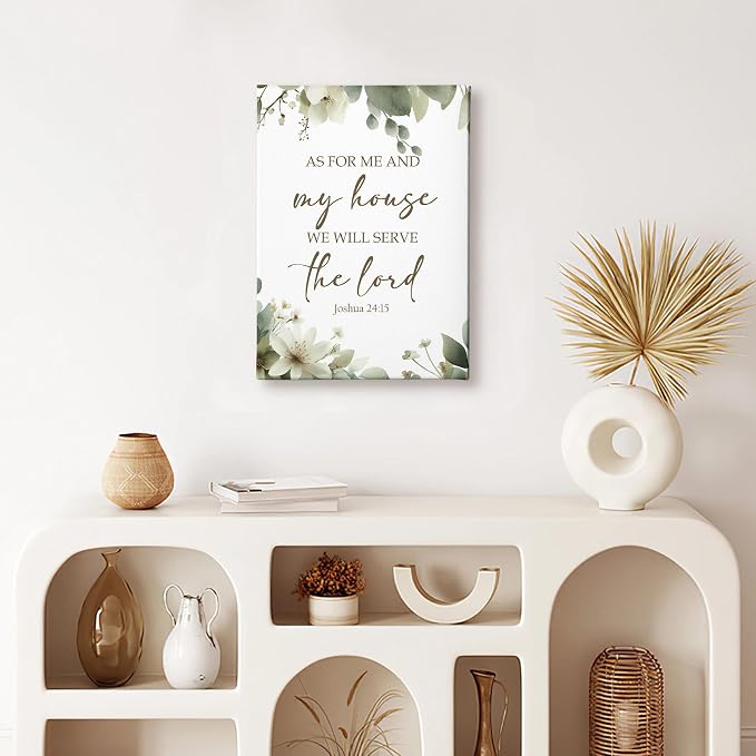 HIWX Christian Wall Decor, as for Me and My House Bible Verses Sage Green - Image 2