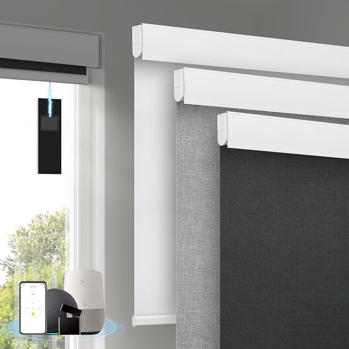 Motorized Blinds with Remote, Cordless Smart Blinds with Valance Cover by Enjoyyoursmartlife