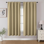 CUCRAF Beige Blackout Curtains 54 inch Length 2 Panels Set, Rod Pocket Room by CUCRAF