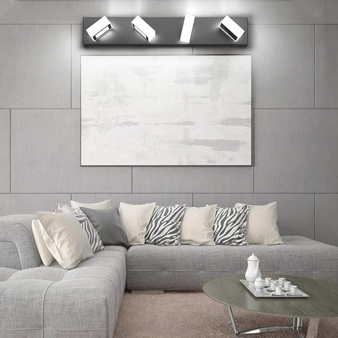 Ralbay LED Black 4 Lights Acrylic Lighting Fixtures Modern Matte Black Bathroom - Image 5