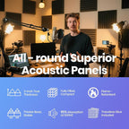 Focusound Black White Acoustic Panels 50 Pack 2"x12"x12" - Image 6