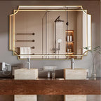 HQiJun Gold Mirror for Wall, Polished Bevelled Rectangle Mirror, Modern by HQiJun