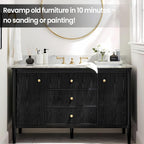 COSNIGHT Black Peel and Stick Wallpaper, Wood Grain Contact Paper Self Adhesive - Image 6