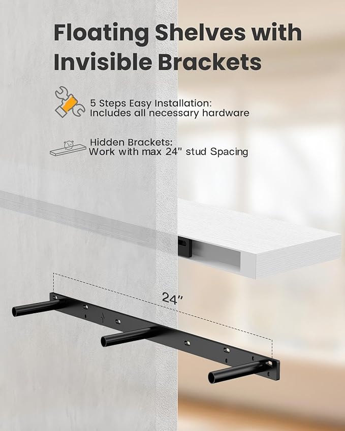 AMADA HOMEFURNISHING 35.4" L Floating Shelves, Wall Shelves Set of 3 - Image 6