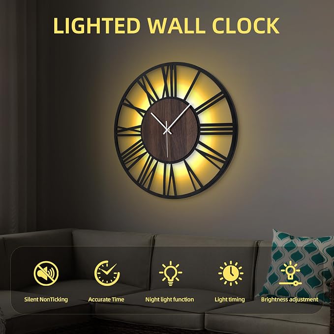 LEIKE 24'' Lighted Wall Clock - Image 4