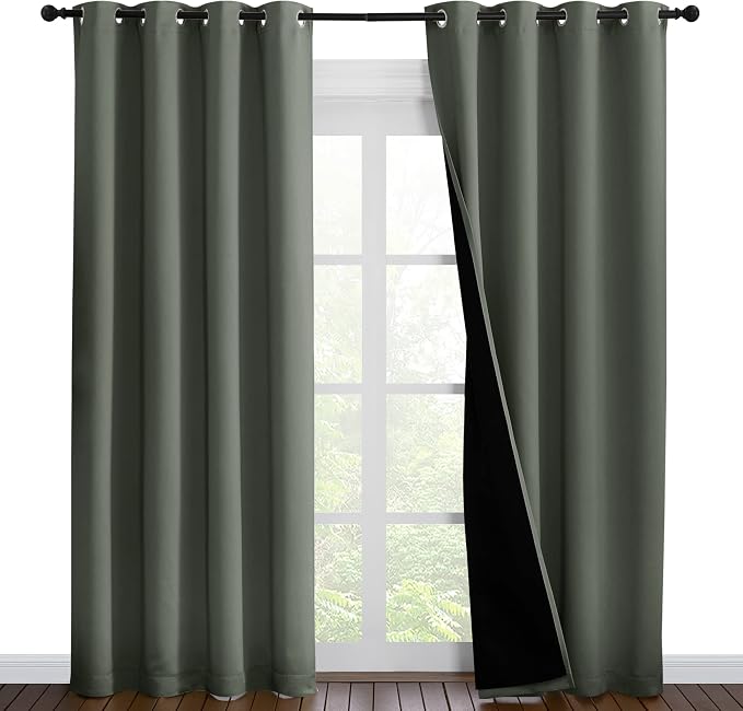 NICETOWN 100% Blackout Curtains 86 inches Long, Pair of Energy Smart & Noise by NICETOWN