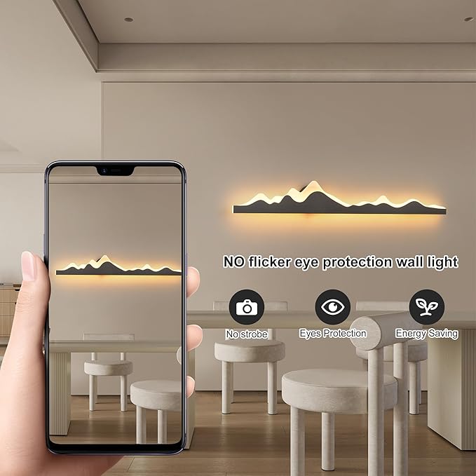 Qcyuui Wall Sconce with Remote Control 47.2inch Dimmable LED Wall Lights Black - Image 3