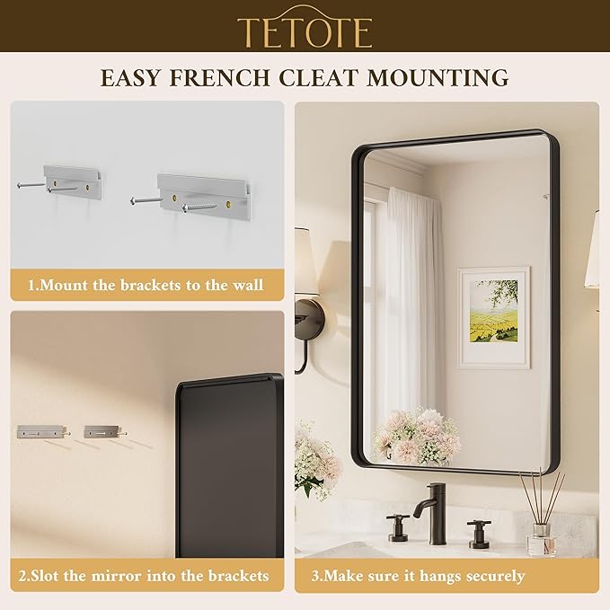 TETOTE Black Vanity Mirror 28 x 36 Inch - Image 7
