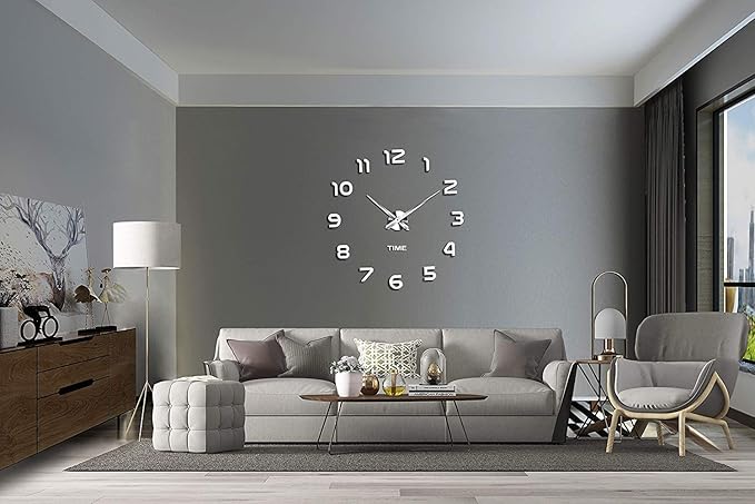 VANGOLD Frameless DIY Wall Clock 3D Mirror Wall Clock Large Mute Wall Stickers - Image 2