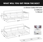 Moforoco Shower Caddy Shelf Organizer Rack, Self Adhesive Black Bathroom - Image 6