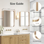 USHOWER Gold Bathroom Mirror 22"x30", Brushed Gold Rectangle Mirror - Image 2