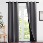 NICETOWN Grey Full Shade Curtain Panels, Pair of Thermal Insulated & Energy - Image 2