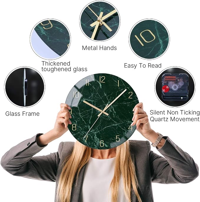 VIKMARI Glass Wall Clock Silent Non Ticking Wall Clock- 12 Inch Quality Quartz - Image 5