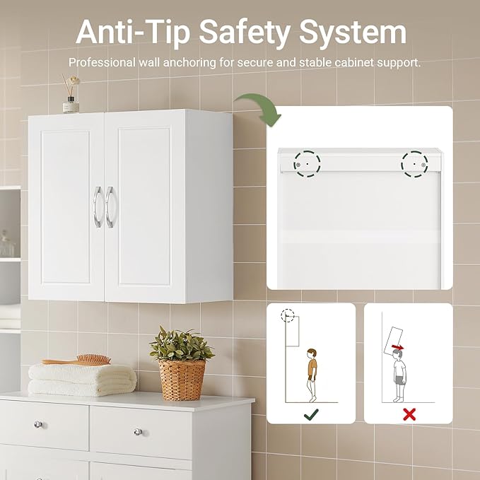 SoBuy Kitchen Wall Cabinet for Laundry Room, Medicine Cabinet for Bathroom - Image 3