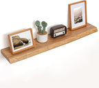 Floating Shelves for Wall Decor, Rustic Solid Elm Wood Live Edge Floating by FLYJOE