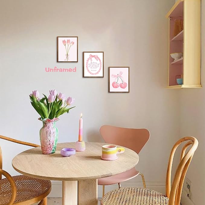Pink Bows Bible Verse Christian Canvas Wall Art Set of 9, Trendy Posters Prints - Image 6