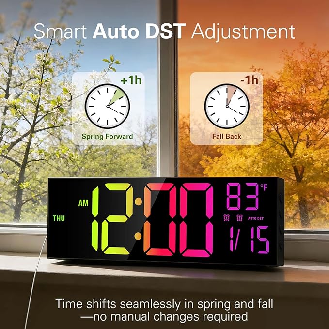 JALL 16.15 inch Large Digital Wall Clock, RGB Lights - Image 6