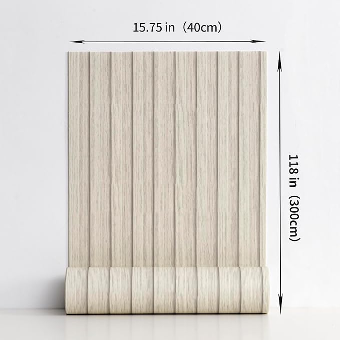 Haimin Wood Grain Slat Wall Panels Peel and Stick Faux Wood Thick Wallpaper - Image 4