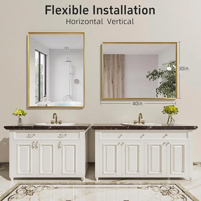 40x30 Inch Gold Bathroom Mirrors - Image 5