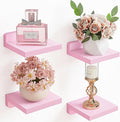 Fixwal Pink Shelves, 5x5 Inches Small Wall Shelf Set of 4, Rustic Wood Floating by Fixwal
