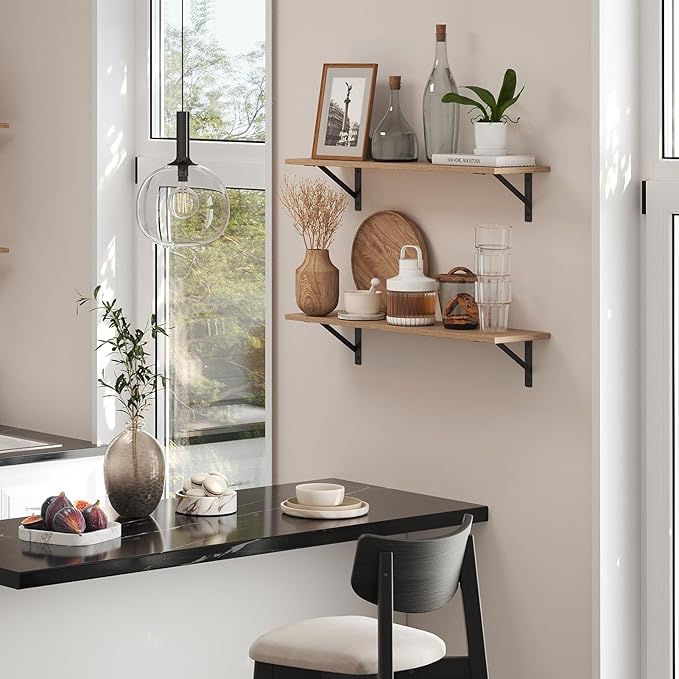 DINZI LVJ Long Wall Shelves, 31.5 Inch Wall Mounted Shelves Set of 2, - Image 6