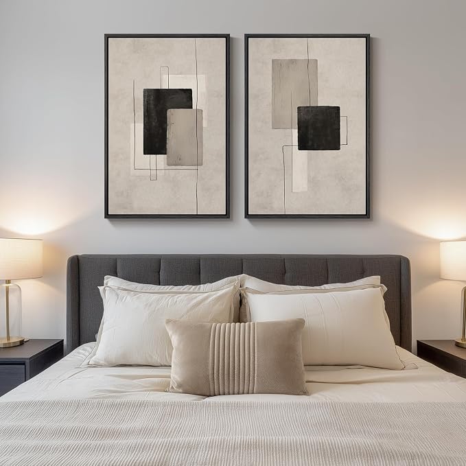 Large Framed Neutral Abstract Wall Art - Image 4